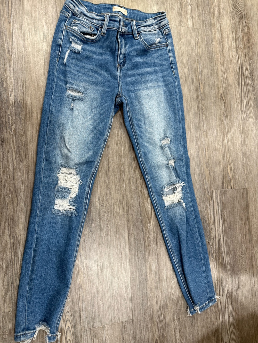 Altar'd State Ripped Light-Medium Blue Skinny Jeans